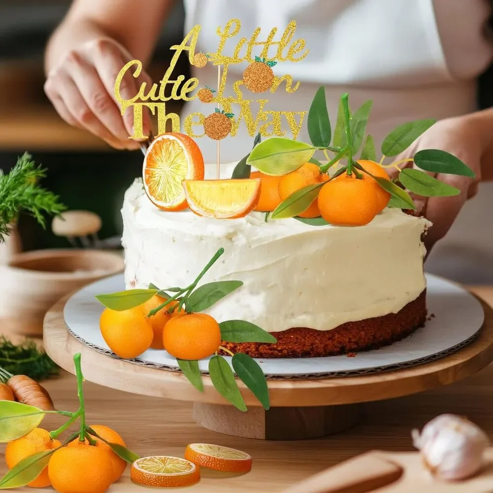 Soulchen Glitter Orange Cake Topper Set